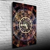 Duvar Saati Kahverengi Tonlarda Kanvas Tablo 50 x 70 thumbnail 3