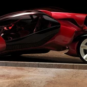 Futuristik Kırmızı Araba Kanvas Tablo 60 x 120 thumbnail 2