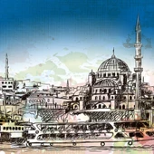 Boğazdan İstanbul Manzarası Kanvas Tablo 60 x 120 thumbnail 2