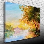 Nehirde Gün Doğumu Yağlıboya Kanvas Tablo 50 x 70 - 3