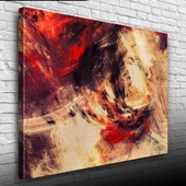 Bej ve Kırmızı Renklerde Soyut Kanvas Tablo 50 x 70 - 1