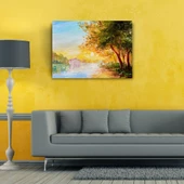 Nehirde Gün Doğumu Yağlıboya Kanvas Tablo 50 x 70 - 2