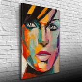 Mavi Gözlü  Kadın Portresi Yağlıboya Kanvas Tablo 50 x 70 thumbnail 1