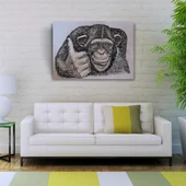 Siyah ve Gri Tonlarda Maymun Portresi Kanvas Tablo 50 x 70 thumbnail 2