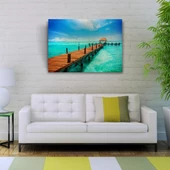 Turkuaz Deniz ve İskele Kanvas Tablo 50 x 70 thumbnail 2