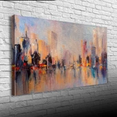 Suya aksetmiş Şehir Silueti Kanvas Tablo 60 x 120 thumbnail 1