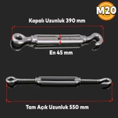 Çelik Kanca M20 Yük Halat Gerdirme Galvenizli Paslanmaz 5 ADET thumbnail 2