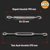 Çelik Kanca M10 Yük Halat Gerdirme Galvenizli Paslanmaz 5 ADET - 2