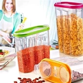 Periboia 2 Kapaklı Ölçekli Erzak Kuru Gıda Saklama Kutusu Kabı 2,4 Litre-SA940 - 2