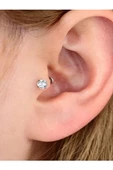 316l Paslanmaz Kararmaz Cerrahi Çelik Zirkon Taşlı 8mm Tragus Helix Kıkırdak Yuvarlak Model Piercing - 3