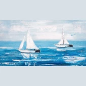 Denizde Beyaz Yelkenliler , Kanvas Tablo 60 x 120 thumbnail 2