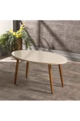 Orta Sehpa Ahşap Torna Ayak Elips Krem thumbnail 3