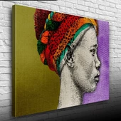 Afrikalı Yerli Kadın Portresi Kanvas Tablo 50 x 70 thumbnail 1