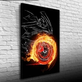 Siyah ve Turuncu Tonlarda  Spor Motosiklet Kanvas Tablo 50 x 70 thumbnail 1
