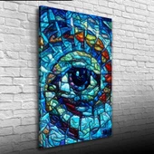 Soyut , Mavi Tonlarda Dekoratif Kanvas Tablo 50 x 70 thumbnail 3