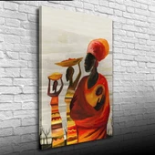 Turuncu ve Gri Tonlarda Afrika Yerli Kadınlar Kanvas Tablo 50 x 70 thumbnail 1