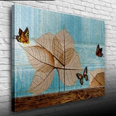 Kuru Yapraklar ve Kelebek Kanvas Tablo 50 x 70 thumbnail 3