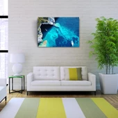 Turkuaz Sularda Mağaraya Giren Tekne Kanvas Tablo 50 x 70 thumbnail 2