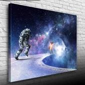 Yolda Koşan Astronot, Uzay Temalı Kanvas Tablo 50 x 70 thumbnail 3