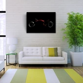 Siyah Fonda Kırmızı Futuristik Motosiklet Kanvas Tablo 50 x 70 - 2