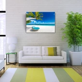 Kumsal Mavi Salıncak, Deniz ve Palmiyeler Kanvas Tablo 50 x 70 thumbnail 2