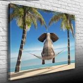 Hamaktaki Fil Kanvas Tablo 50 x 70 thumbnail 3