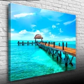 İskele ve Turkuaz Deniz Kanvas Tablo 50 x 70 thumbnail 1