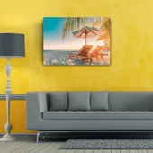 Kumsaldaki Şezlonglar Kanvas Tablo 50 x 70 thumbnail 2