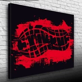 Kırmızı ve Siyah Tonlarda Ayakkabı İzi Kanvas Tablo 50 x 70 thumbnail 1