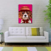 Şapkalı Köpek Kanvas Tablo 50 x 70 thumbnail 2