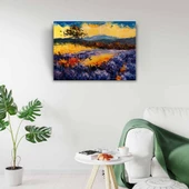 Mavi ve Sarı Tonlarda Gündoğumu Manzara Kanvas Tablo 50 x 70 thumbnail 2