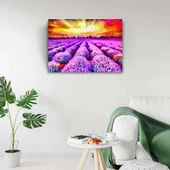 Lavanta Tarlası ve Günbatımı Kanvas Tablo 50 x 70 thumbnail 2