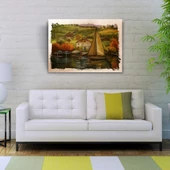 Sahildeki Yelkenli Yağlıboya Kanvas Tablo 50 x 70 thumbnail 2