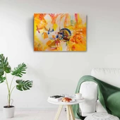 Soyut, Sarı Tonlarda Ormanda Kamp, Kanvas Tablo 50 x 70 thumbnail 2