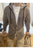 Erkek Tek Cep Kapaklı Slim Fit Kapüşonlu Oduncu Gömlek - 8