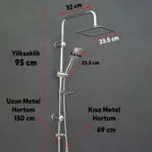 Robot Tepe Duş Seti Takımı Shower Yağmurlama Dikdörtgen Banyo Masaj Duş Başlığı Sistemi Krom thumbnail 7