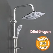 Robot Tepe Duş Seti Takımı Shower Yağmurlama Dikdörtgen Banyo Masaj Duş Başlığı Sistemi Krom thumbnail 1