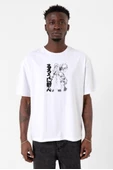 Rurouni Kenshin Black White Art Beyaz Erkek Oversize Tshirt thumbnail 1