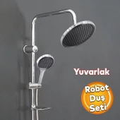 Robot Tepe Duş Seti Takımı Shower Yağmurlama Yuvarlak Lüx Banyo Masaj Duş Başlığı Sistemi Krom thumbnail 1