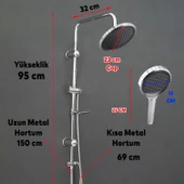 Robot Tepe Duş Seti Takımı Shower Yağmurlama Yuvarlak Lüx Banyo Masaj Duş Başlığı Sistemi Krom thumbnail 4