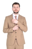 Cengiz İnler Kırlangıç Yaka Kruvaze Yelekli Tek Düğme Erkek Takım Elbise - 5