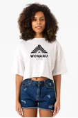 The100 Wonkru Sembol Beyaz Kırçıllı Kadın Crop Tshirt thumbnail 1