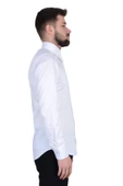 Cengiz İnler Yarasa Yaka Pamuk Saten Cepsiz Slim Fit Erkek Gömlek - 5