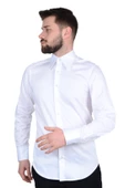 Cengiz İnler Yarasa Yaka Pamuk Saten Cepsiz Slim Fit Erkek Gömlek - 9