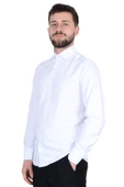 Cengiz İnler Standart Yaka Cepsiz Filafil Doku Slim Fit Erkek Gömlek - 1