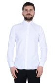 Cengiz İnler Standart Yaka Cepsiz Filafil Doku Slim Fit Erkek Gömlek - 2