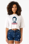 Breaking Bad Jesse Pinkman Bitch Beyaz Kırçıllı Kadın Crop Tshirt thumbnail 1