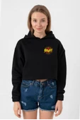 Big Bang Theory Bang Logo Siyah Kadın Crop Kapşonlu - 1