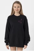 Blackpink Rose Signature Siyah Kadın 2ip Sweatshirt - 1