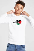 Heart Palestine Flag Beyaz Çocuk 3ip Kapşonlu  Sweatshirt thumbnail 1